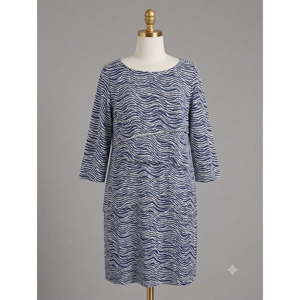 J. MCLAUGHLIN Blue Nicola Zebra Print Layered Catalina Cloth Dress - XL